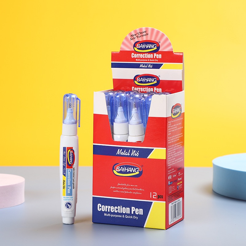 百航文具修正液改正液修正笔环保无毒盒装装优惠装红色