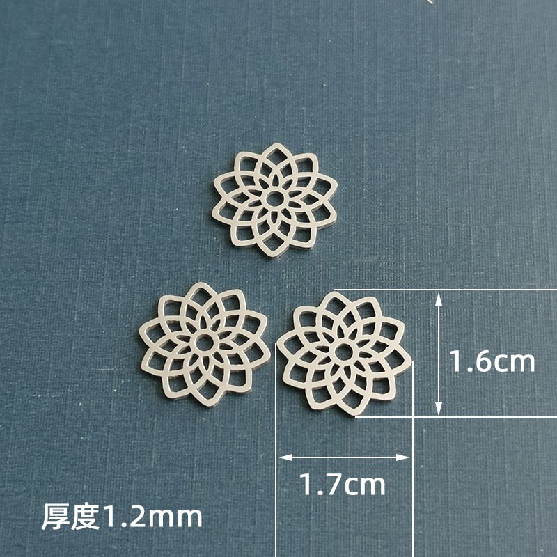 DIY stainless steel cut and hollowed-out lotus pendant necklace, titanium steel jewelry accessories, lotus bracelet pendant detail image 3