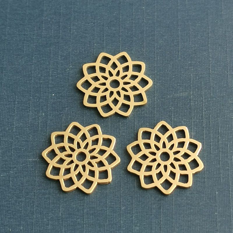 DIY stainless steel cut and hollowed-out lotus pendant necklace, titanium steel jewelry accessories, lotus bracelet pendant details Picture