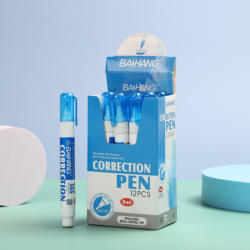 Baihang Stationery Correction Fluid, correction pen, environmentally friendly and non-toxic, box set, discounted set, classic pic 1