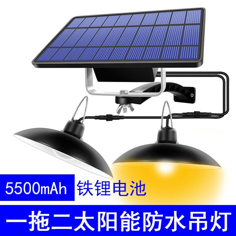 2020 new solar-powered chandelier with dual bulbs, indoor and outdoor garden landscape LED street lamps details Picture