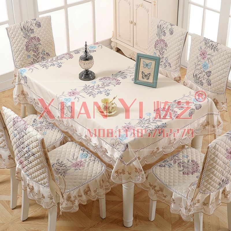 蕾丝椅子坐垫靠垫套加大欧式餐椅垫套装家用餐桌布圆桌布布艺包邮细节图