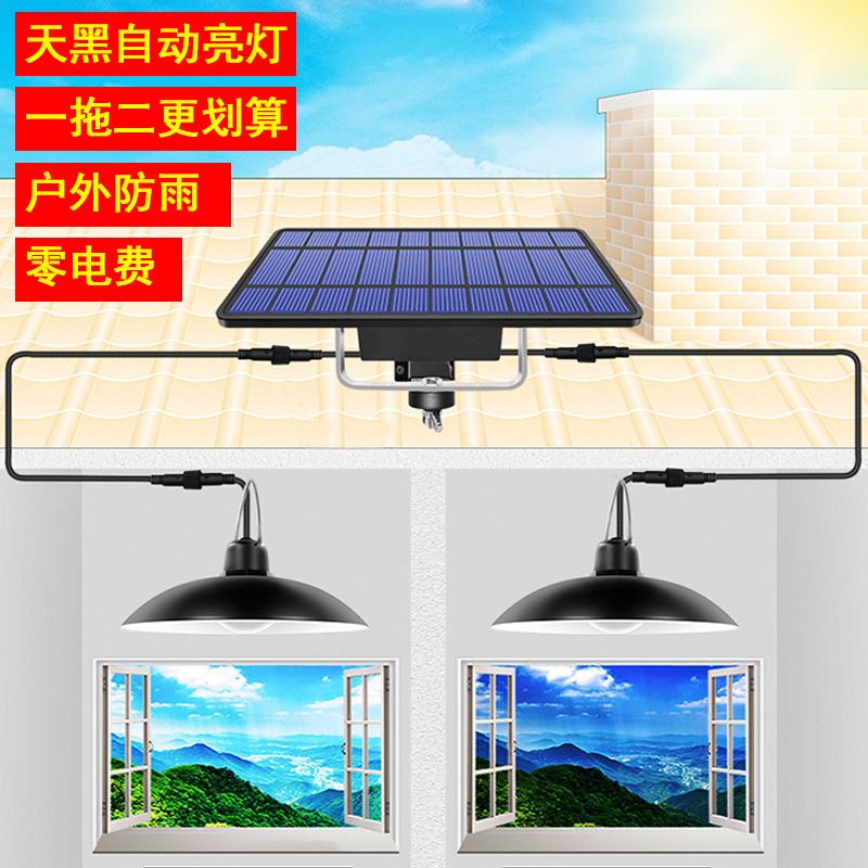 2020 new solar-powered chandelier with dual bulbs, indoor and outdoor garden landscape LED street lamps