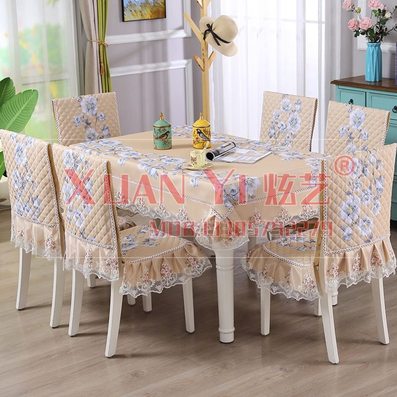 欧式餐桌布椅套椅垫套装现代简约家用茶几桌布布艺餐椅子套罩通用图