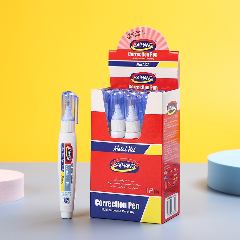 百航文具修正液改正液修正笔环保无毒盒装装优惠装红色详情图1
