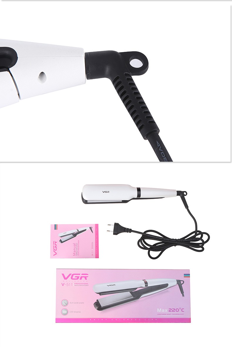 V-511 Hair Straightener, Curling iron, Cross-border straight plate clamp, foreign trade tourmaline ceramic heating plate, hair-pulling electric clamp pic 10