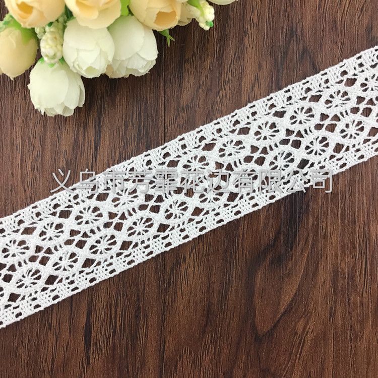 Factory direct sales: 4.5 cm cotton thread, milk silk, polyester water-soluble embroidery lace, suitable accessories for clothing, accessories and handicrafts Specification image