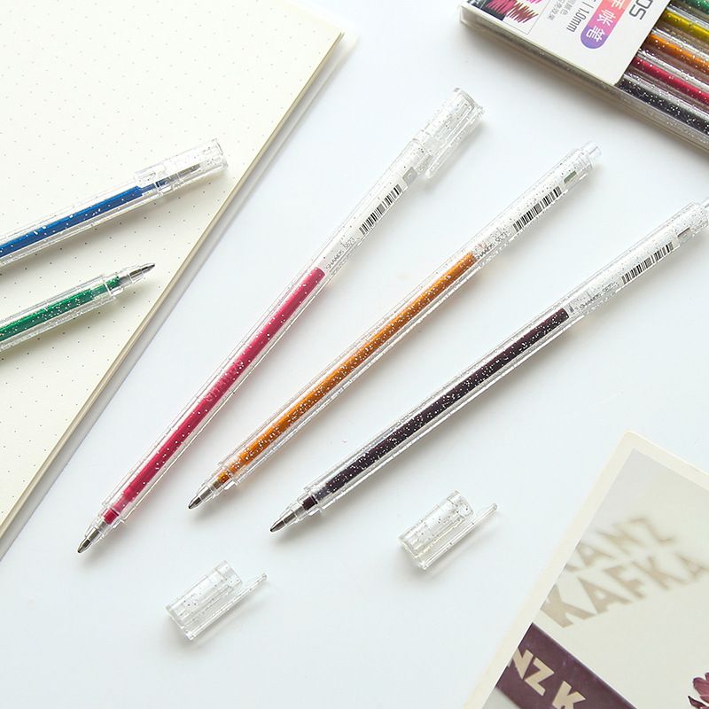 厂家直销善知623-8变色闪光手账笔彩色绘画涂鸦双色中性笔套装产品图