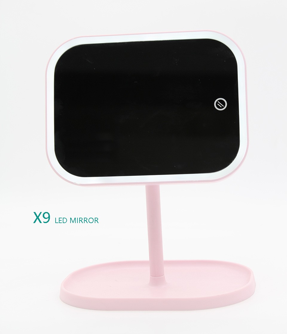 化妆补光台灯镜子LED化妆镜桌面台式收纳镜子带灯多功能梳妆镜子详情图13