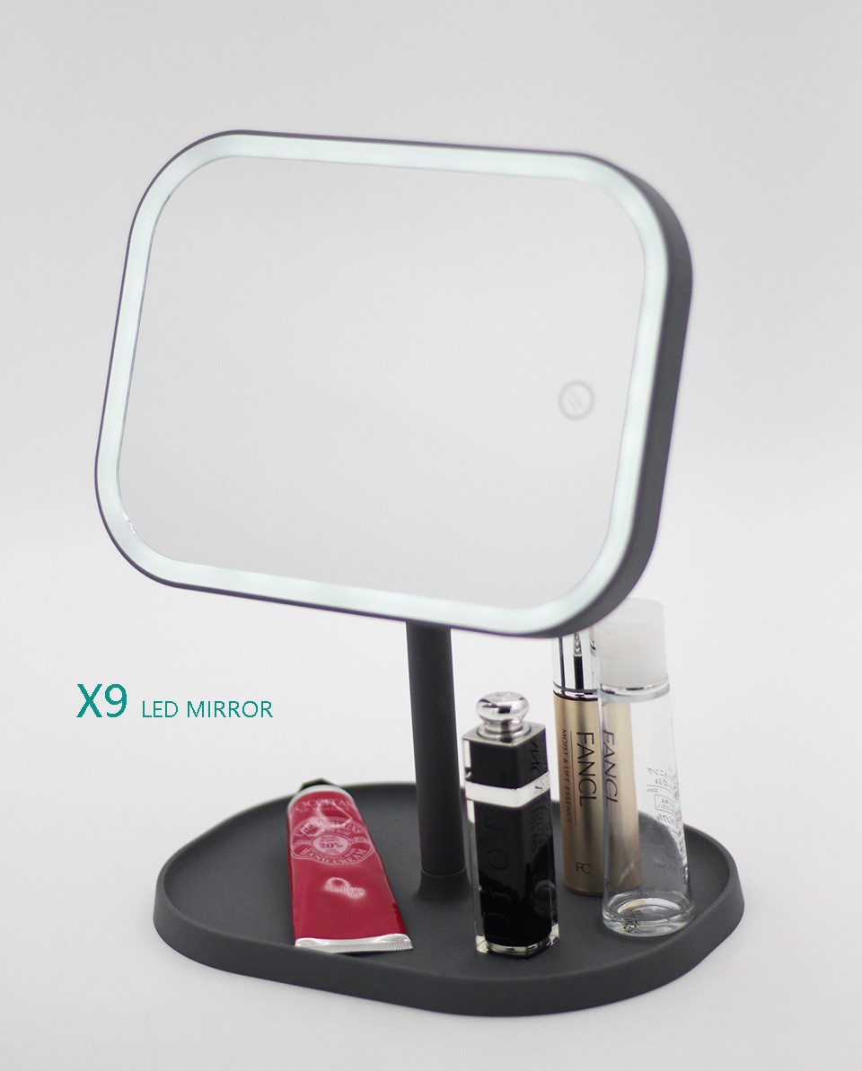 化妆补光台灯镜子LED化妆镜桌面台式收纳镜子带灯多功能梳妆镜子详情图1