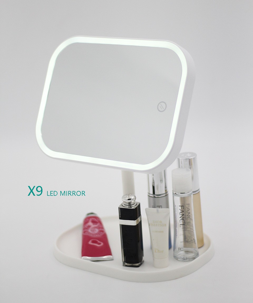 化妆补光台灯镜子LED化妆镜桌面台式收纳镜子带灯多功能梳妆镜子详情图10