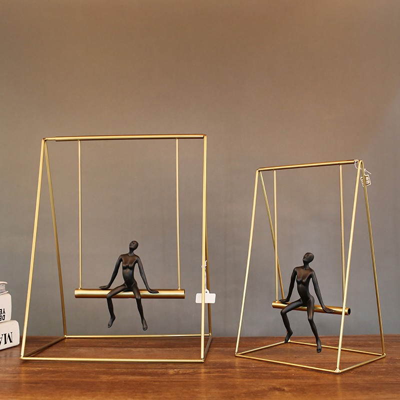 现代简约样板房金属平衡办公室金色秋千创意装饰书房工艺品摆件B219AB详情图2