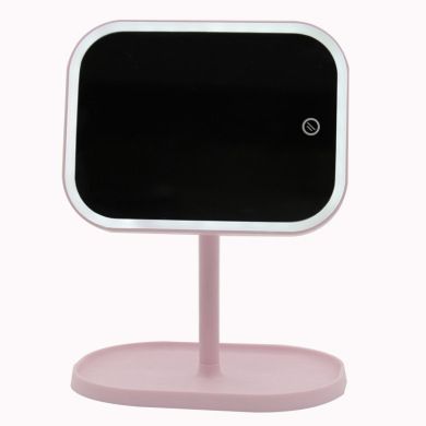 化妆补光台灯镜子LED化妆镜桌面台式收纳镜子带灯多功能梳妆镜子白底实物图