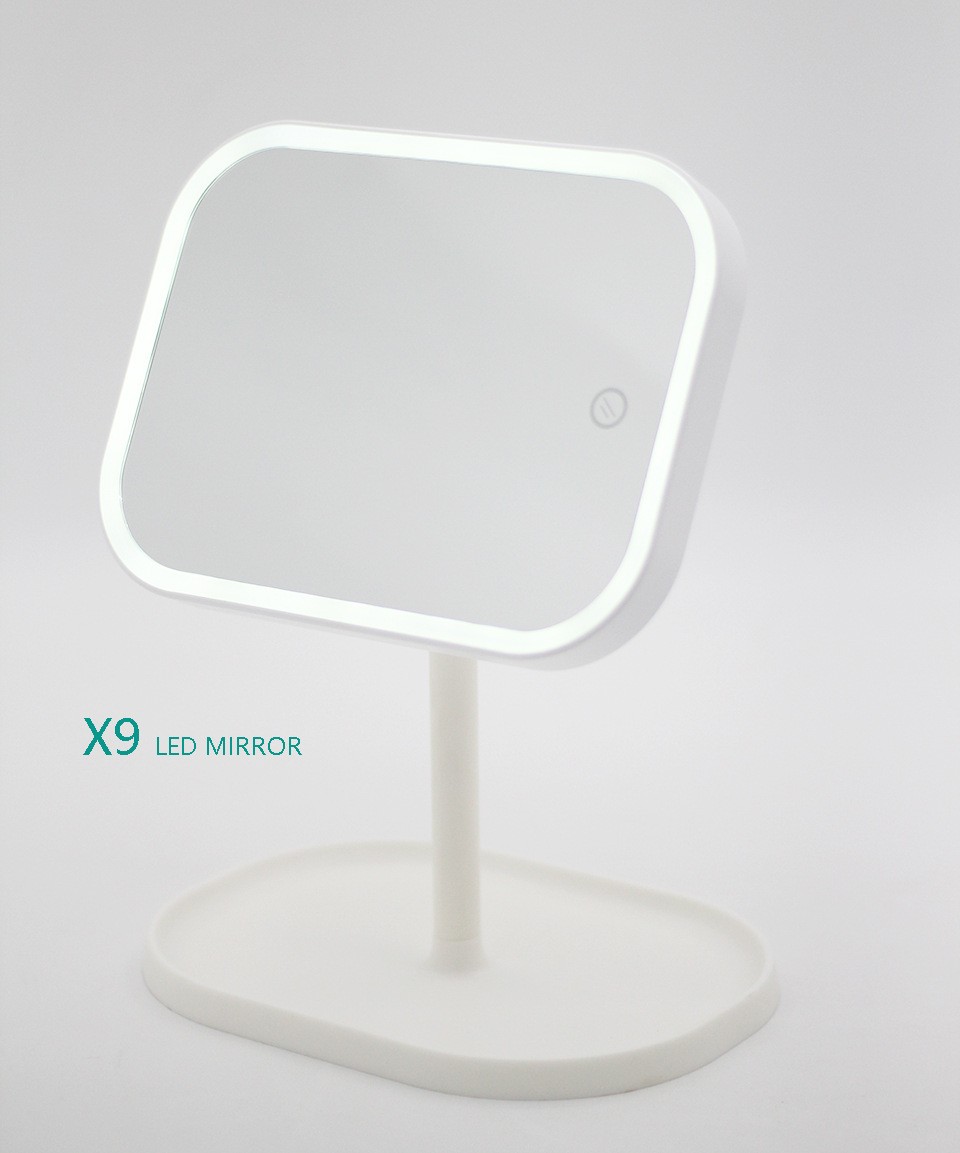 化妆补光台灯镜子LED化妆镜桌面台式收纳镜子带灯多功能梳妆镜子详情图2