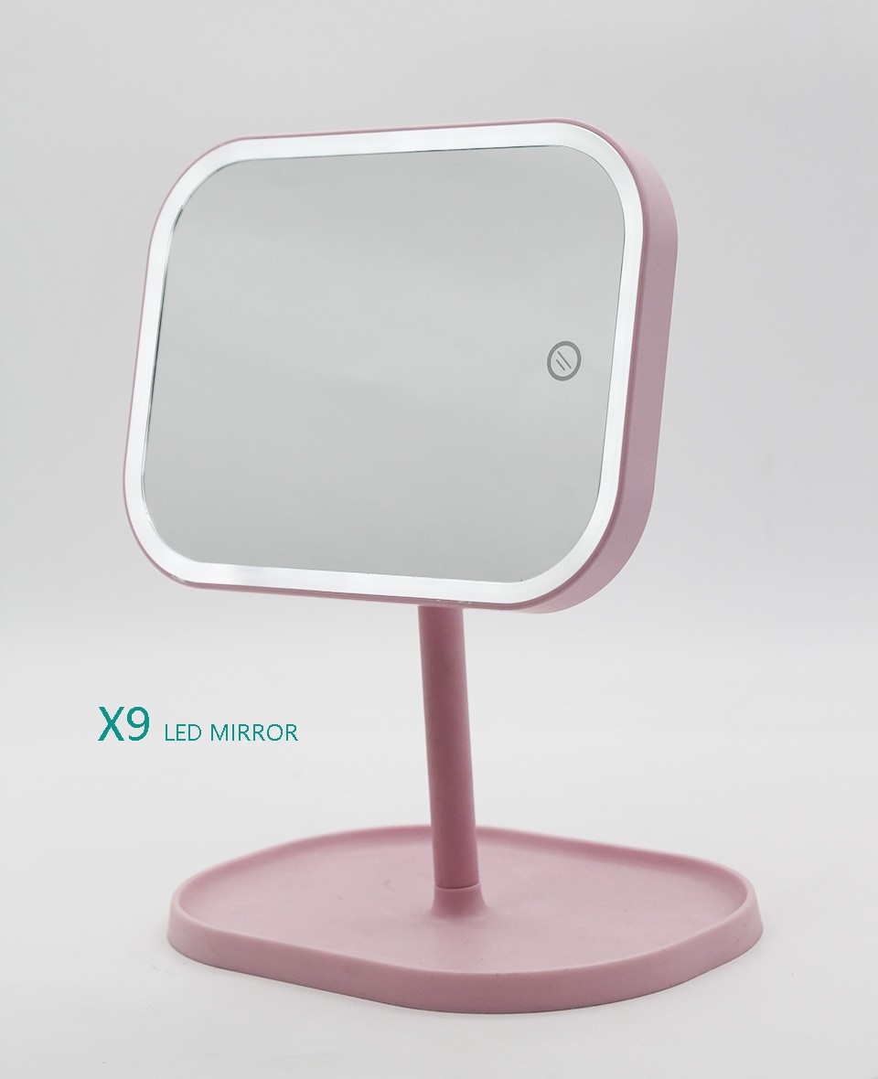 化妆补光台灯镜子LED化妆镜桌面台式收纳镜子带灯多功能梳妆镜子详情图12