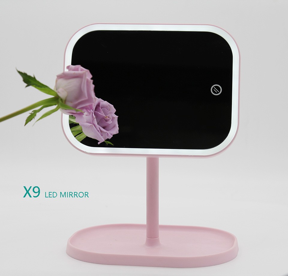 化妆补光台灯镜子LED化妆镜桌面台式收纳镜子带灯多功能梳妆镜子详情图9