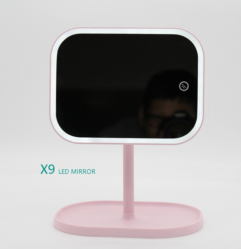 化妆补光台灯镜子LED化妆镜桌面台式收纳镜子带灯多功能梳妆镜子详情图11