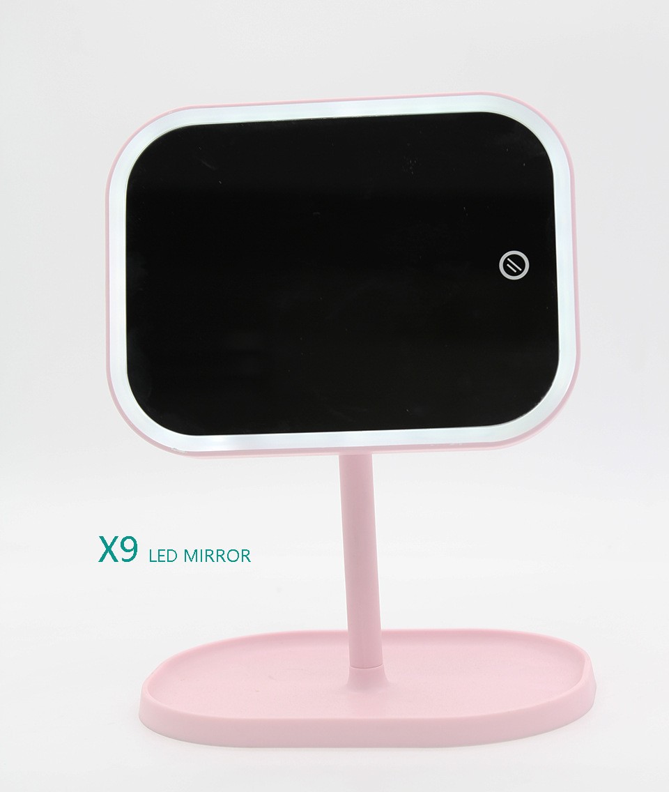 化妆补光台灯镜子LED化妆镜桌面台式收纳镜子带灯多功能梳妆镜子详情图5