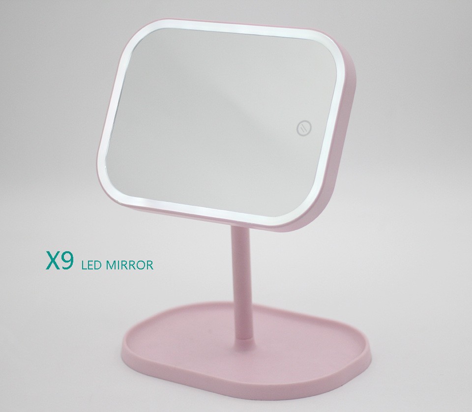 化妆补光台灯镜子LED化妆镜桌面台式收纳镜子带灯多功能梳妆镜子详情图4