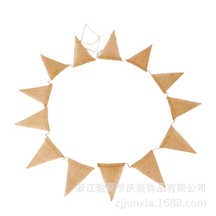 麻布三角旗 DIY手工欧美圣诞婚庆派对装饰三角旗派对拉旗厂家直销（13片）详情4