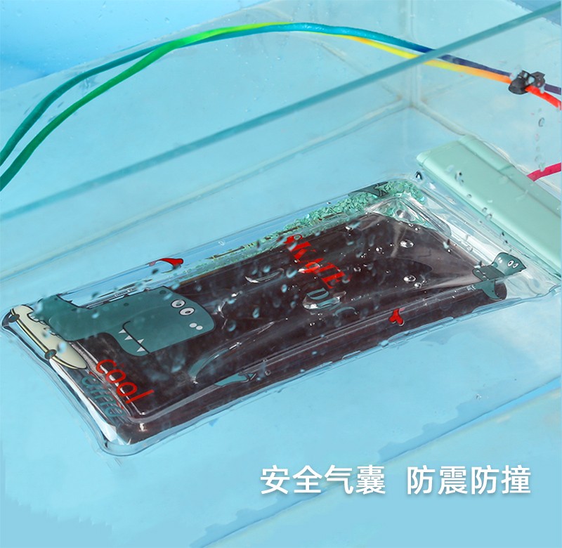 New transparent quicksand inflatable mobile phone swimming waterproof bag, cartoon rescue whistle, floating airbag drift bag detail image 9