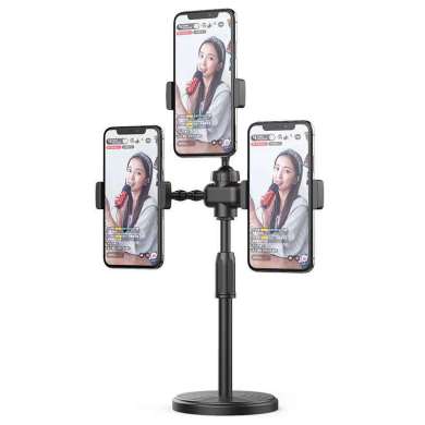 直播支架 多机位手机 双手机直播支架 三机位手机支架 桌面圆盘细节图