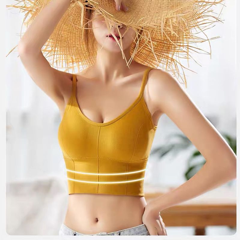 简爱丝缘U型美背螺纹裹胸吊带少女无钢圈聚拢运动文胸打底内衣女士