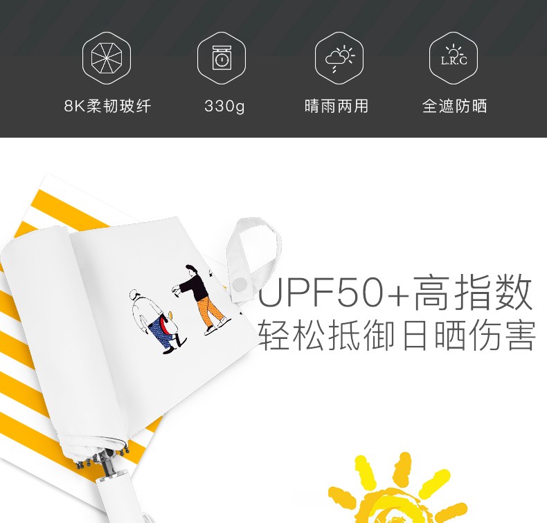 Automatic umbrella for four people, pure white sun umbrella, fully automatic for women, suitable for both sunny and rainy days, sun protection and UV protection, men's ins style, sturdy detail image 1
