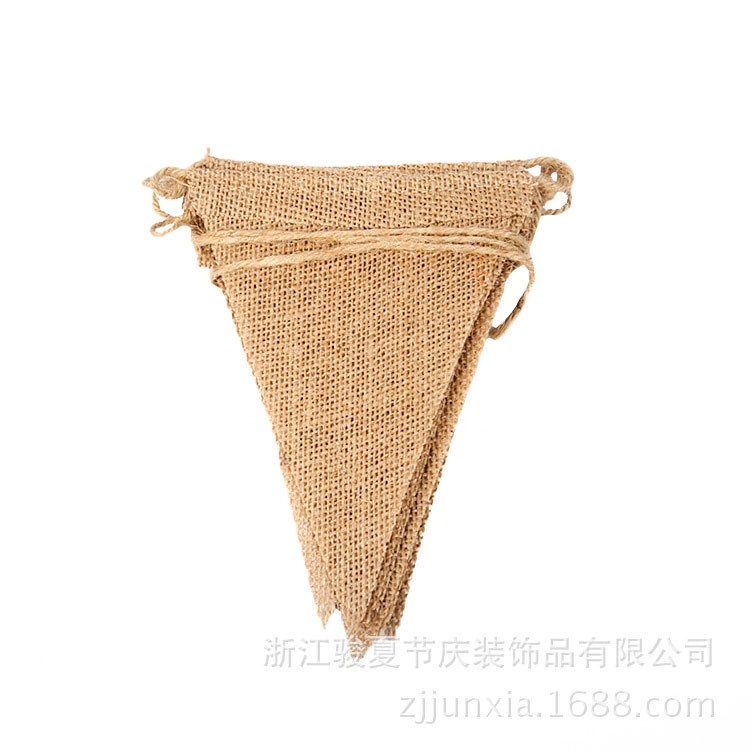麻布三角旗 DIY手工欧美圣诞婚庆派对装饰三角旗派对拉旗厂家直销（13片）详情2