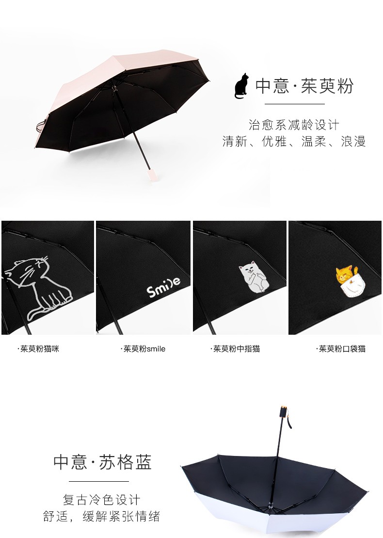 纯白太阳伞防晒防紫外线晴雨两用遮阳ins风女简约阳伞全自动黑胶雨伞详情图4