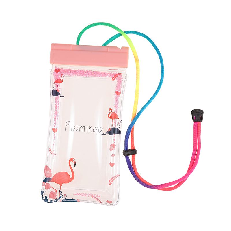 New transparent quicksand inflatable mobile phone swimming waterproof bag, cartoon rescue whistle, floating airbag drift bag details Picture