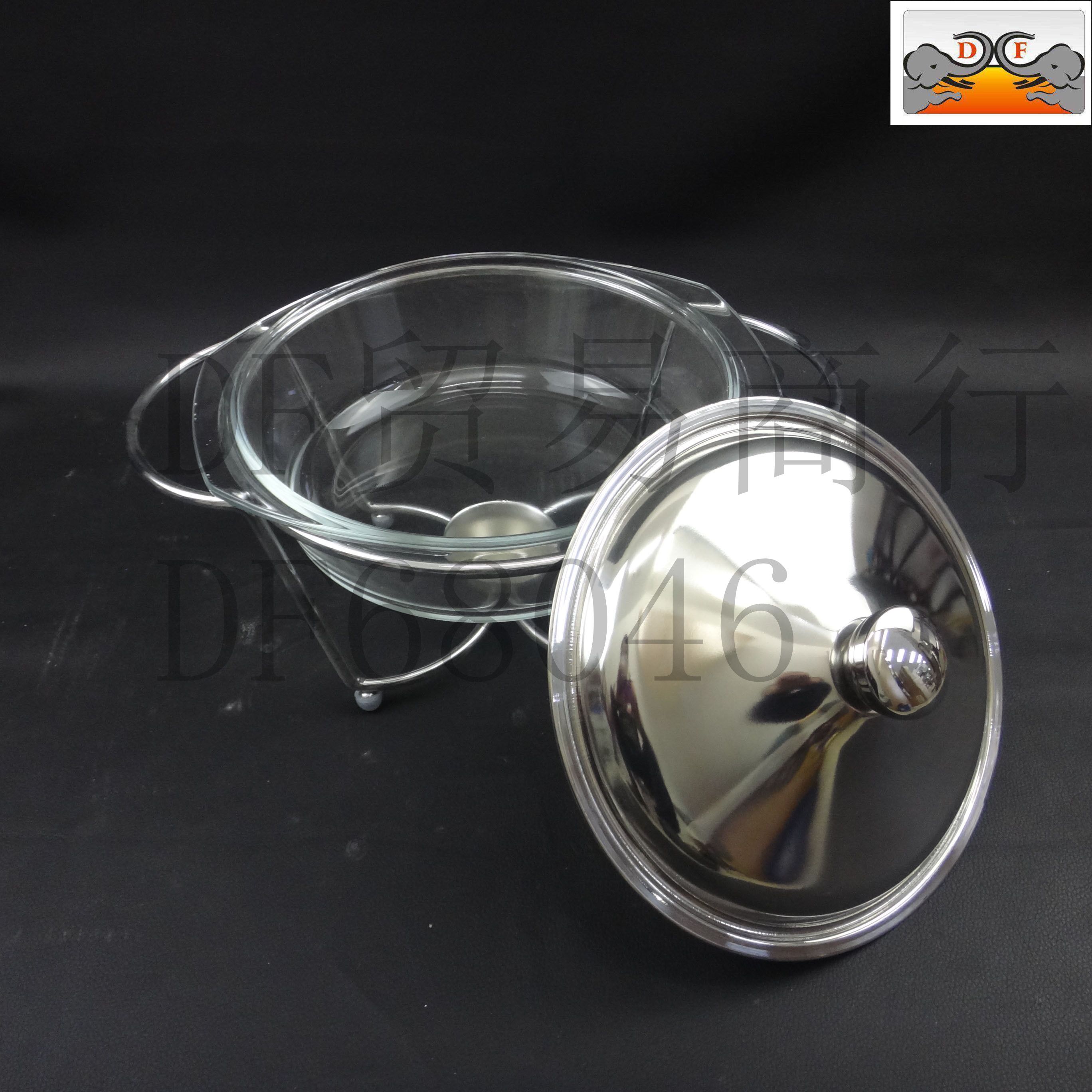 DF68046 2.0L圆玻璃自助餐炉大容量玻璃自助餐炉4.0L食物加热容器食物加热容 DF Trading House