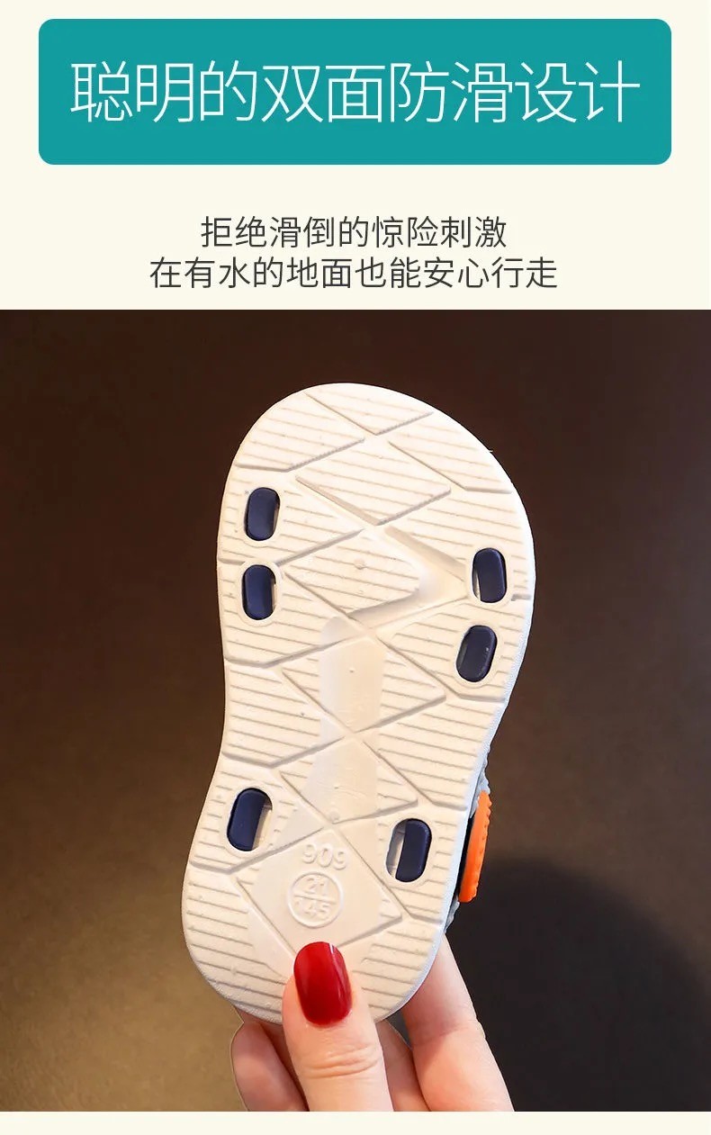 外贸新款PVC夏天防滑男孩儿童防滑沙滩凉鞋魔术贴现货支持定做详情20