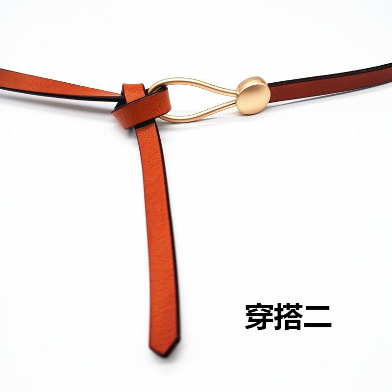 细皮带 细腰带真皮细节图