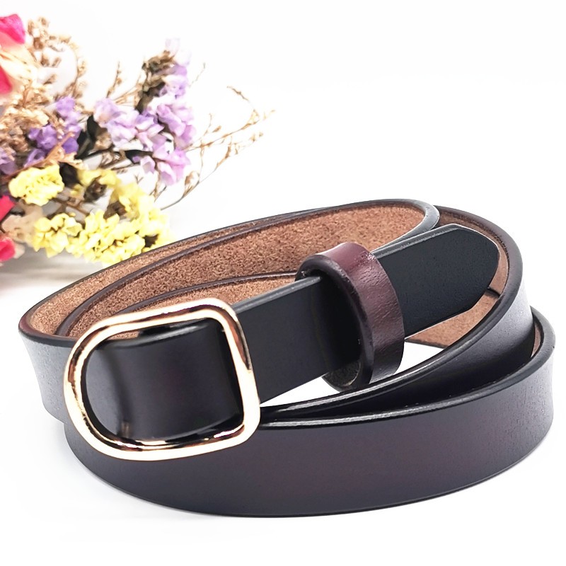 免打孔女士皮带二层牛皮腰带女真皮中腰收腰女款简约百搭无孔带详情图7