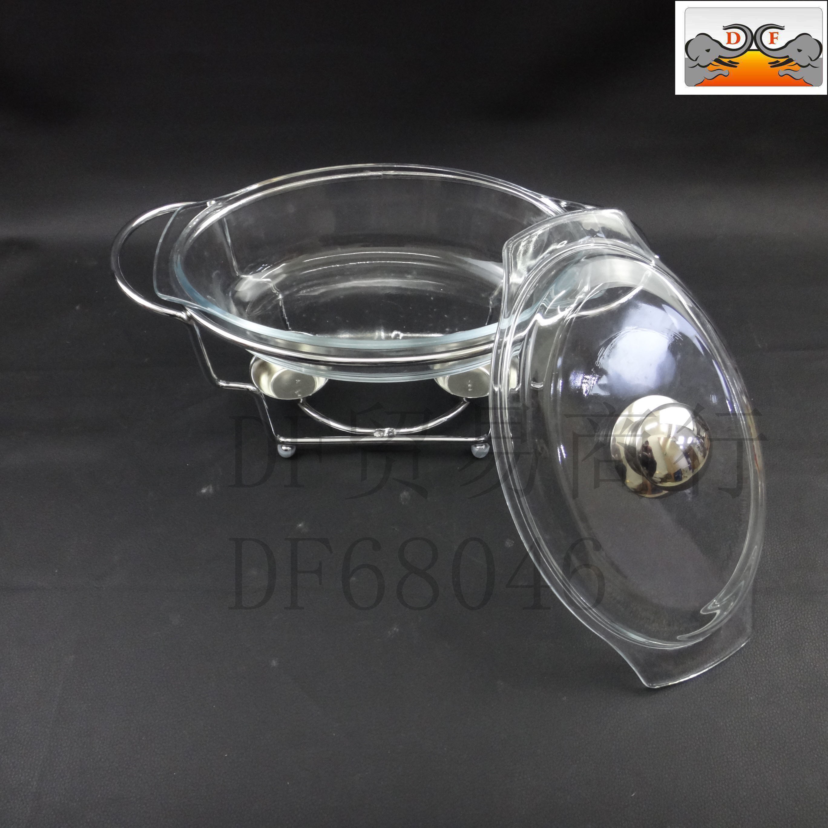 DF68046椭圆自助餐炉 大容量玻璃自助餐炉4.0L食物加热容器餐厅小火锅酒精炉DF Traing House详情图7