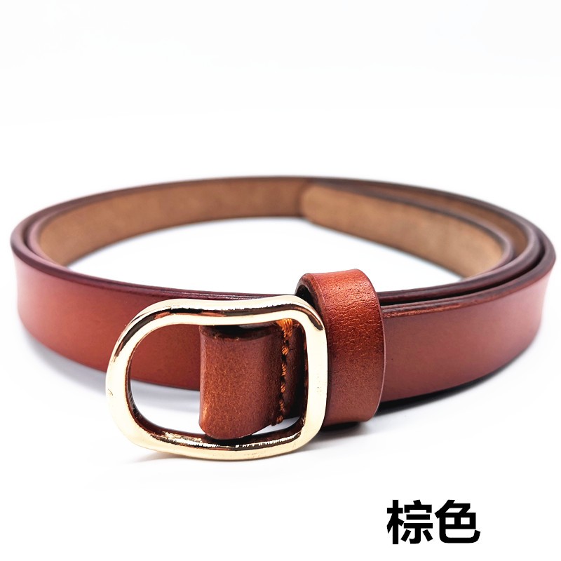 免打孔女士皮带二层牛皮腰带女真皮中腰收腰女款简约百搭无孔带详情图3