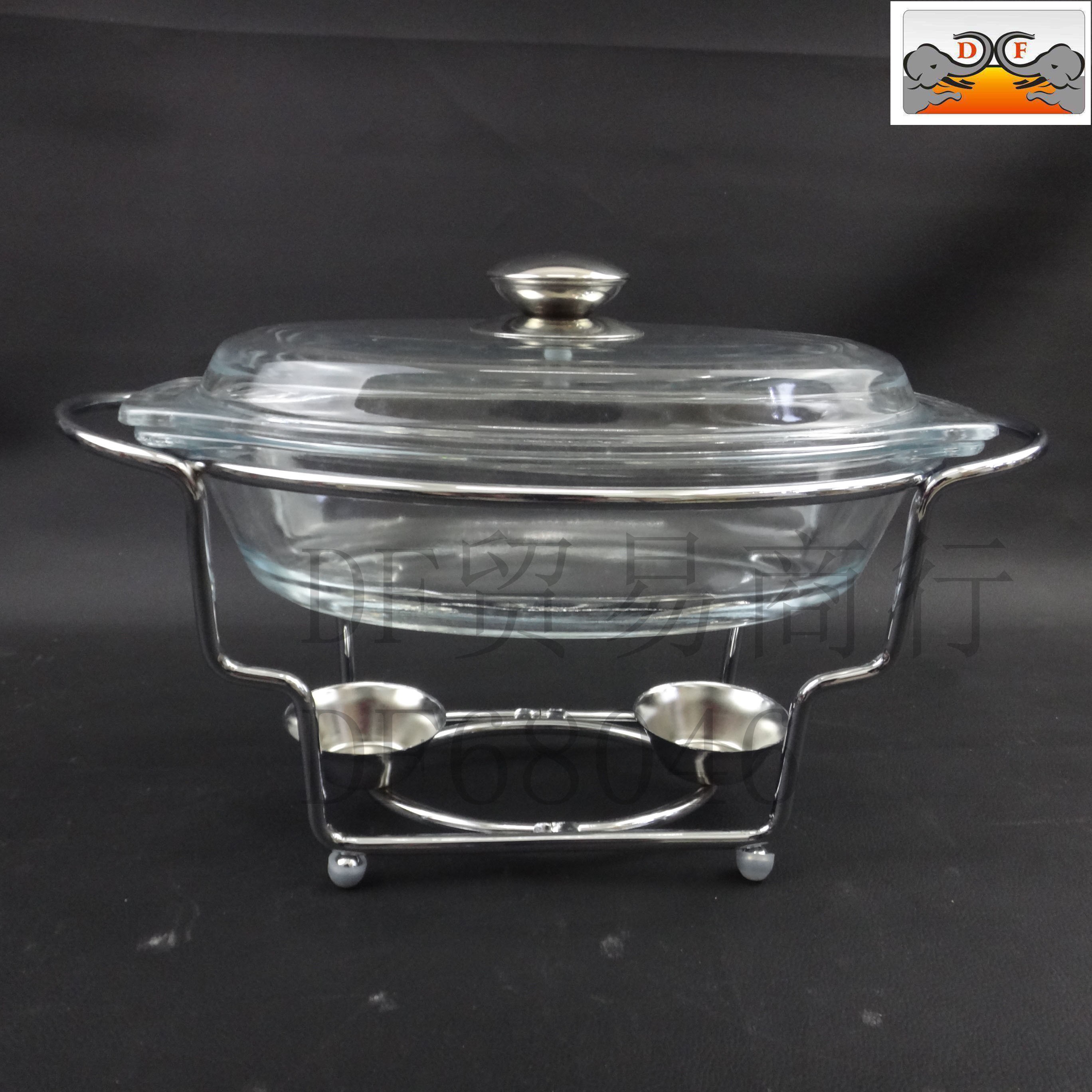DF68046椭圆自助餐炉 大容量玻璃自助餐炉4.0L食物加热容器餐厅小火锅酒精炉DF Traing House详情图1