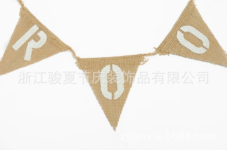 新郎新娘创意婚庆装饰派对拉旗 麻布三角旗   欧美旗帜详情图8
