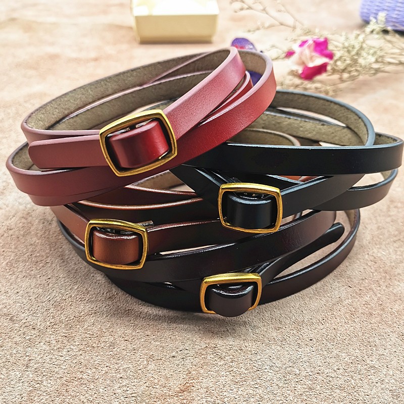 真皮皮带女细腰带女士二层牛皮细带女款简约百搭配服饰打结Tide product详情5