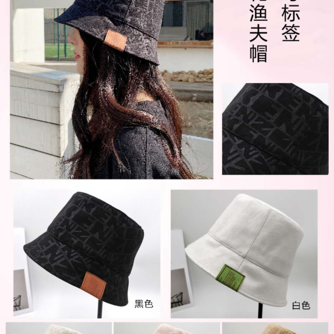 Embossed letter label fisherman's hat