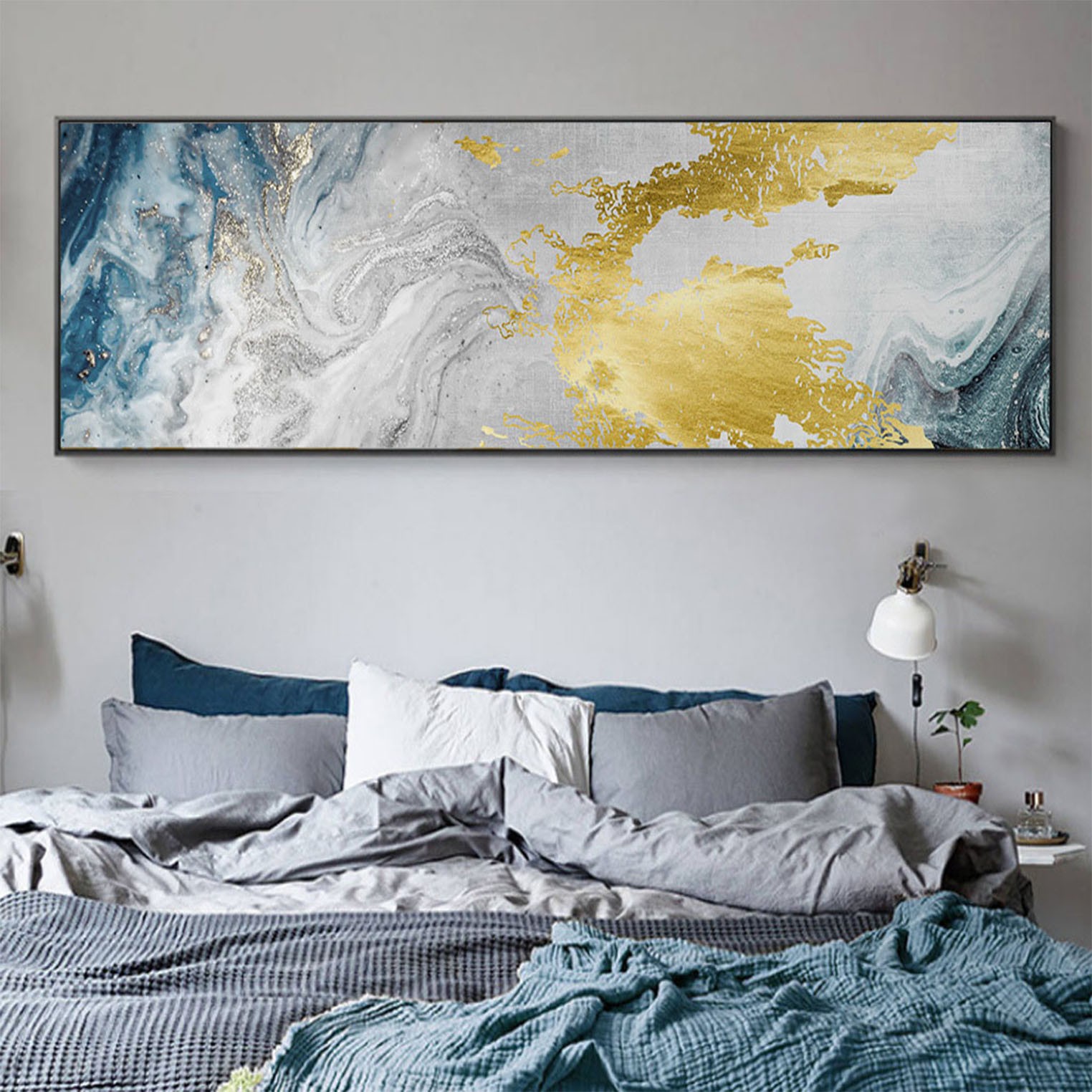 Modern and simple bedroom headboard background wall decorative paintings, grand and abstract, hotel room wall and corridor hanging paintings detail image 5