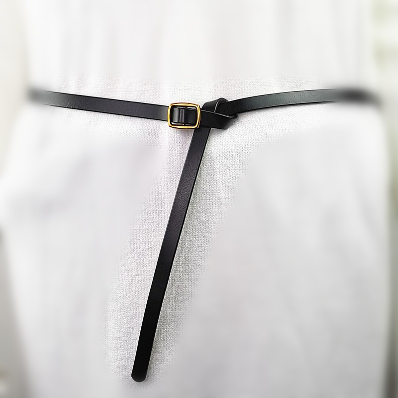 真皮皮带女细腰带女士二层牛皮细带女款简约百搭配服饰打结Tide product详情16