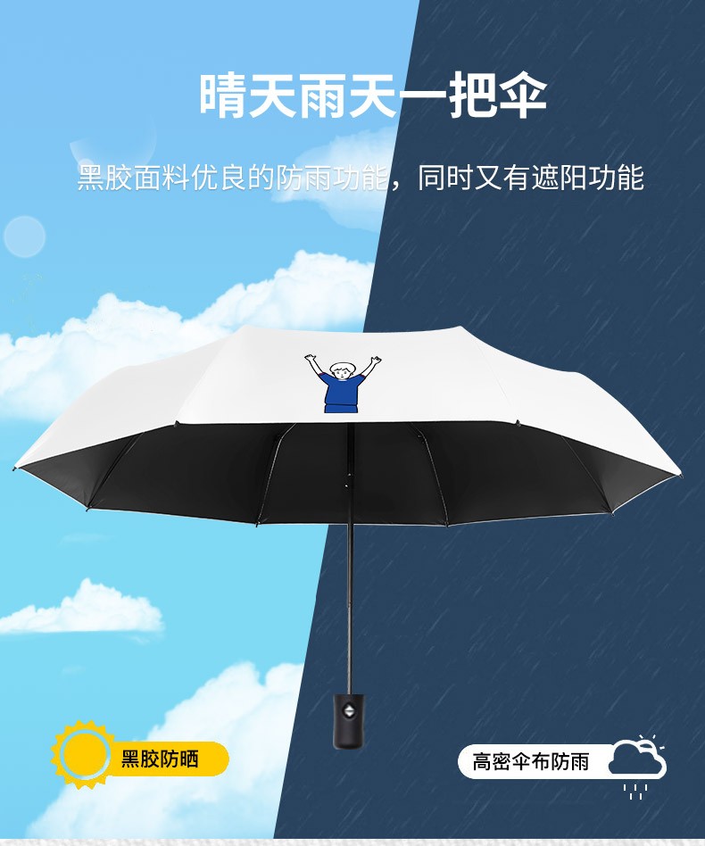 三折手动嫣然粉情侣男太阳伞黑胶遮阳遮阳遮雨两用伞女生伞男士学生帅气女神复古详情图3