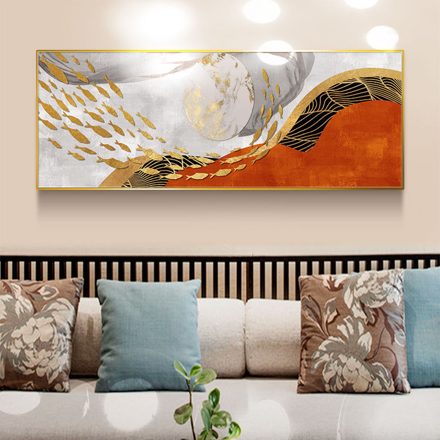 Modern and simple bedroom headboard background wall decorative paintings, grand and abstract, hotel room wall and corridor hanging paintings detail image 7