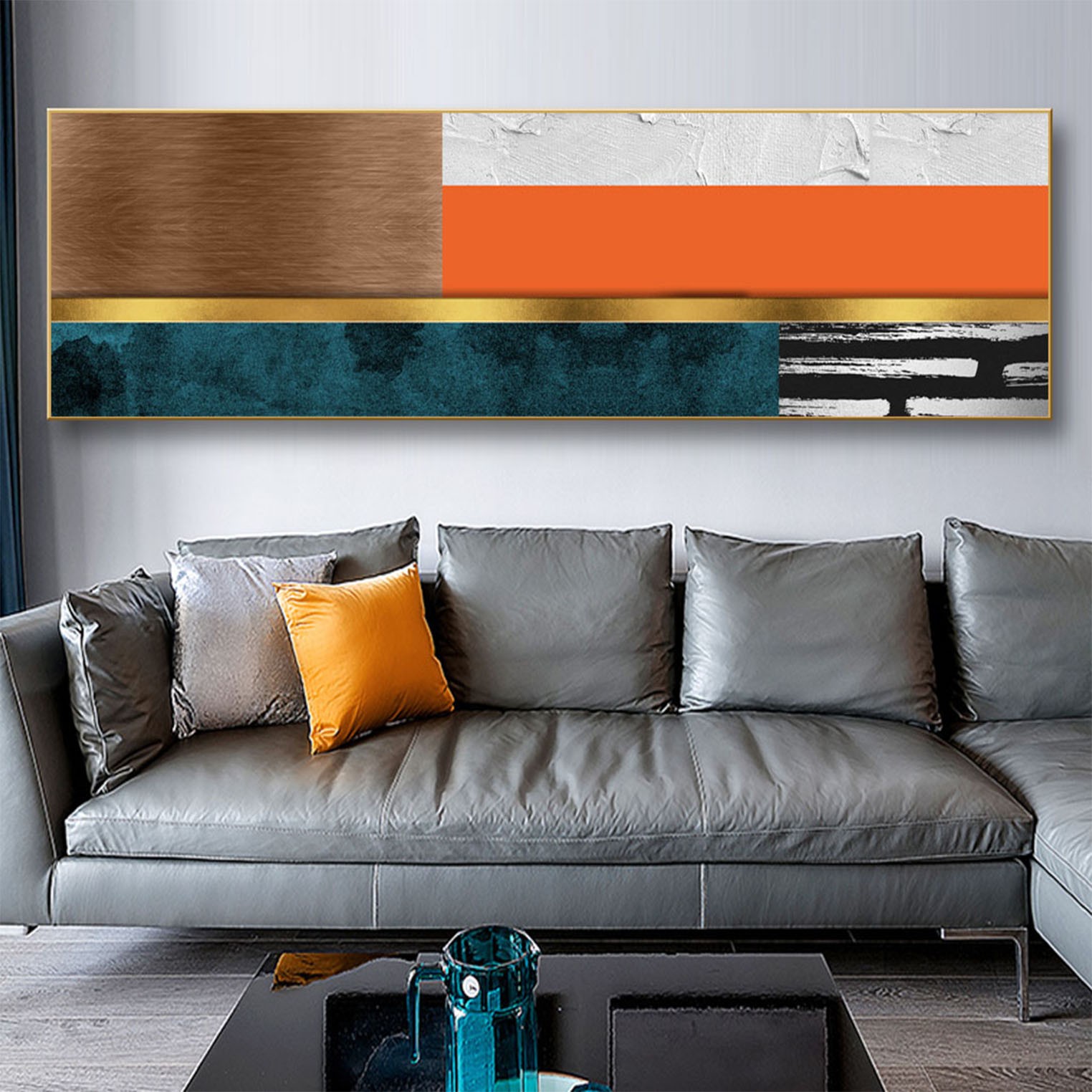 Modern and simple bedroom headboard background wall decorative paintings, grand and abstract, hotel room wall and corridor hanging paintings detail image 6