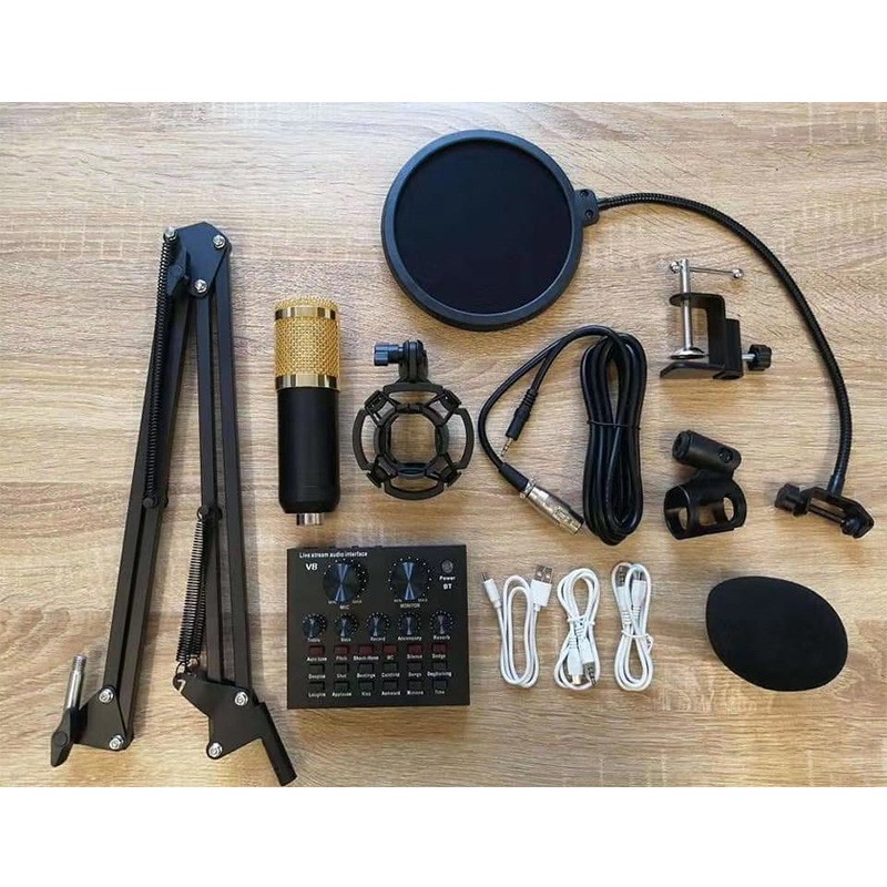 BM800 Microphone V8 Sound Card Live Streaming Set, universal recording microphone for computer and mobile phone BM800-V8 set detail image 2