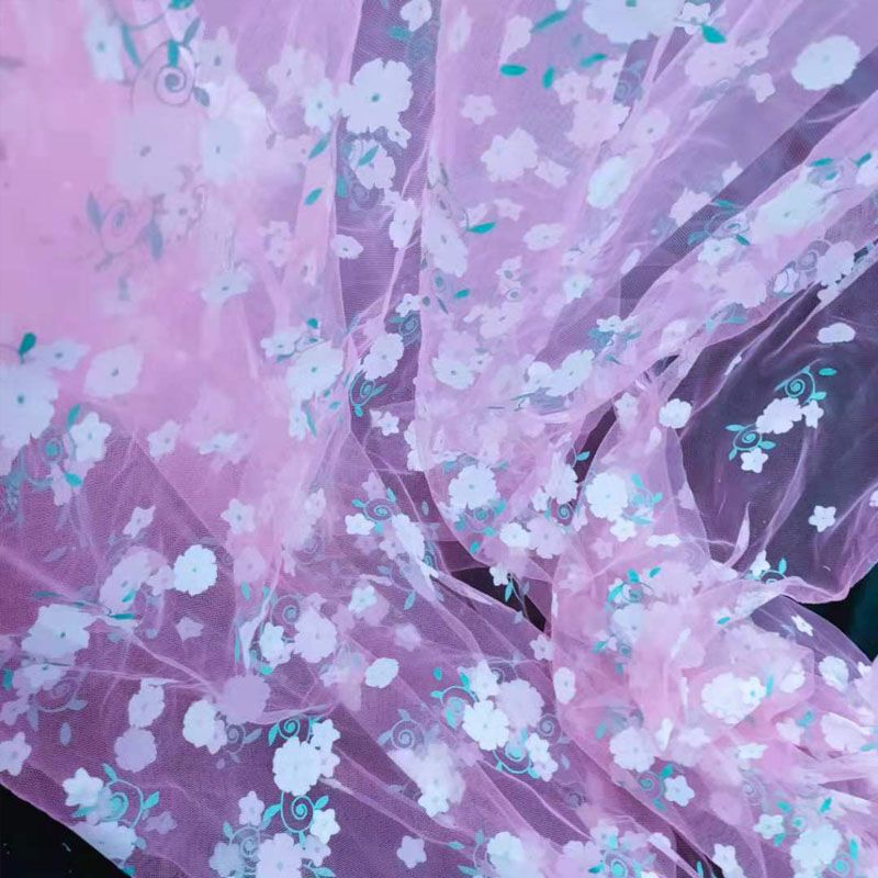 胶浆花朵布料碎花蕾丝网纱面料DIY手工衣裙子窗帘台布装饰布料详情图2