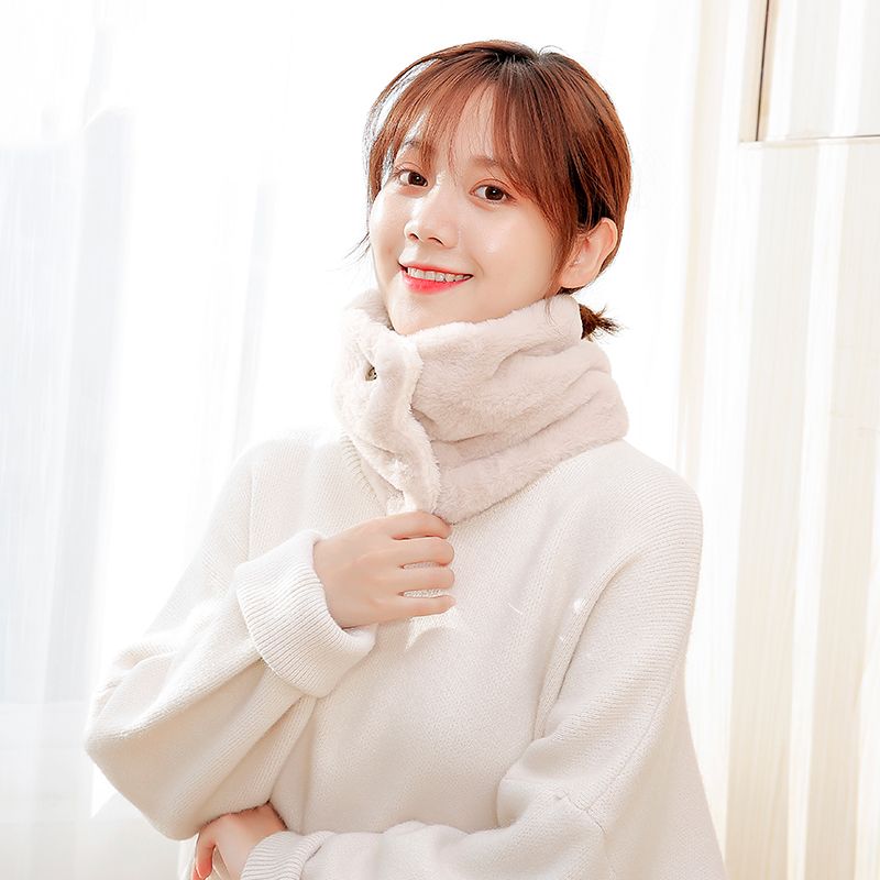 Jane Eyre Siyuan Women's new student winter imitation rabbit fur thickened neck guard with buttons, winter versatile and popular scarf for women Application Scenario
