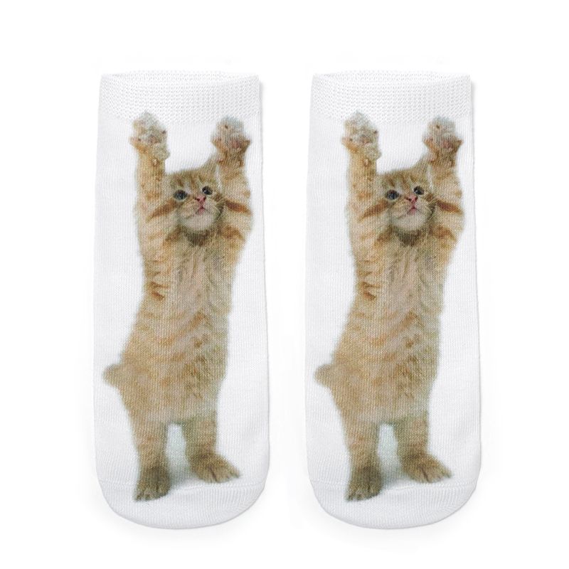 印花袜子短袜3D印花潮可爱动物猫猫猫袜子